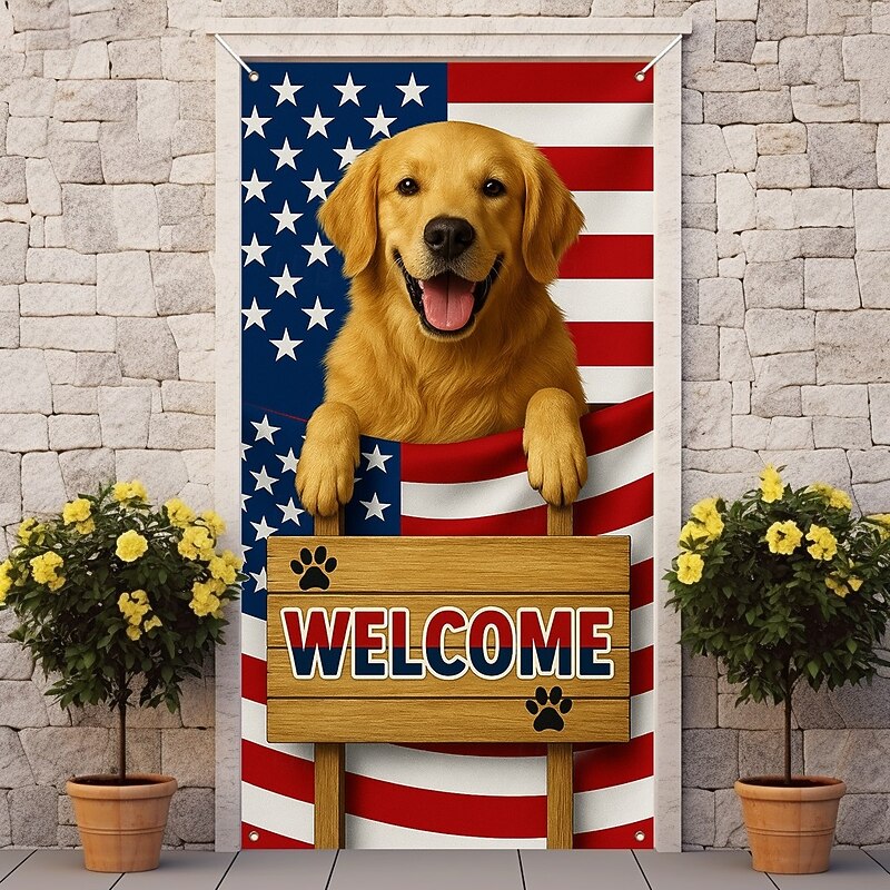 4th of July Independence Day Door Decorations Door Covers American Patriotic Egale Door Tapestry Door Curtain Decoration Backdrop Indoor/Outdoor Door Banner for Front Door Farmhouse