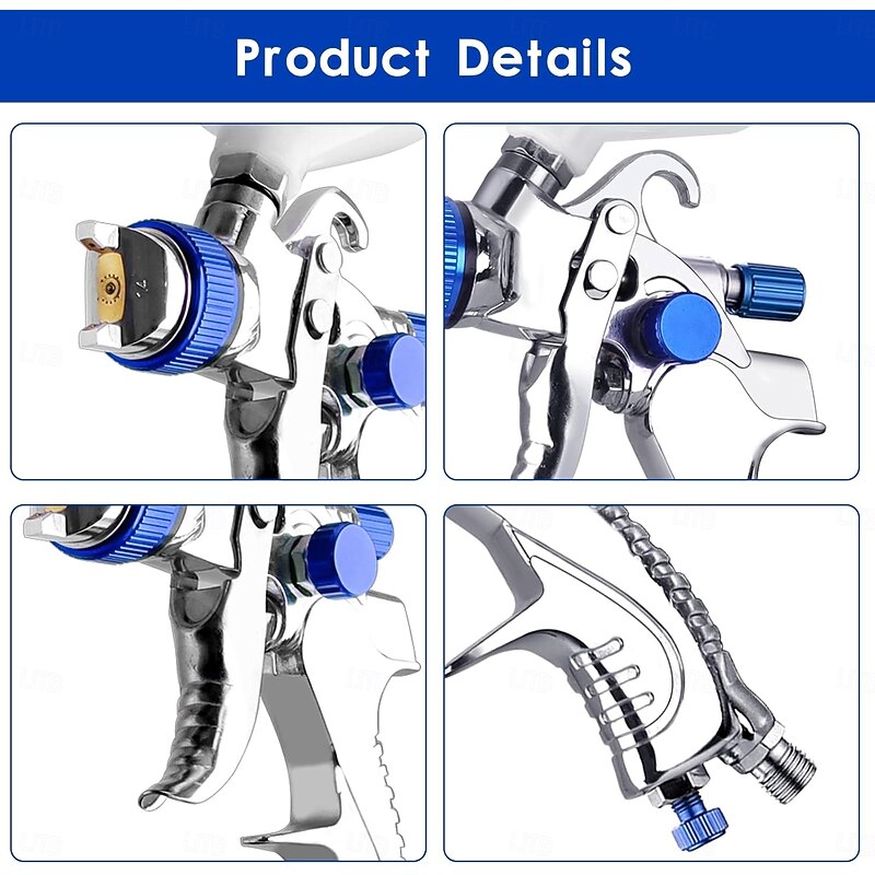 Pneumatic Spray Gun Automotive High Atomization Spray Gun 10 Leave-in Pots Pressure Regulator Paint Spraying Tool 1.4/1 7/2.0mm4