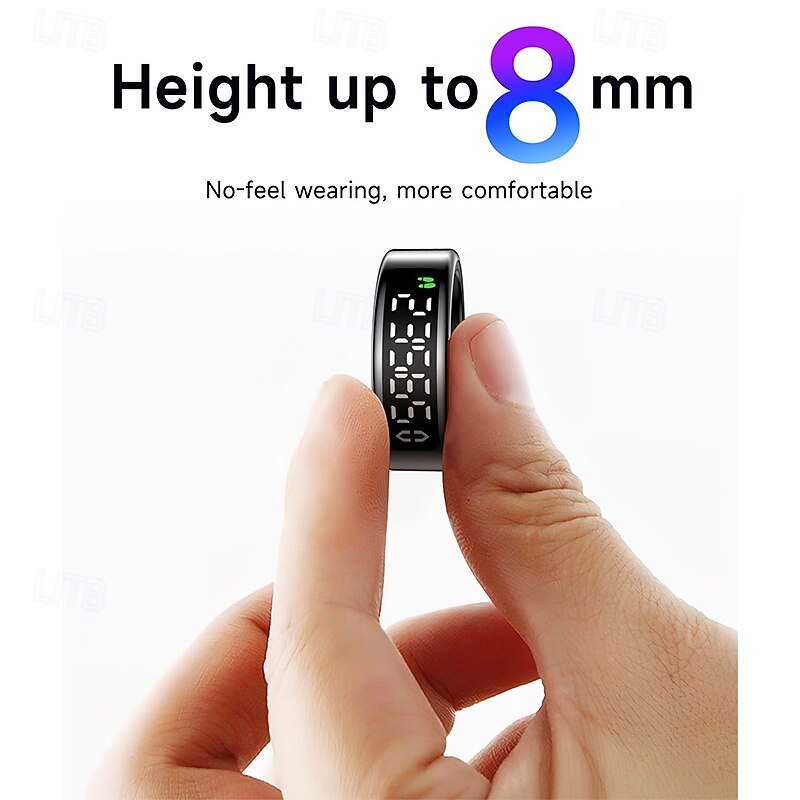 SY01 Smart Ring with Display, Touch Control, Heart Rate, Blood Oxygen, Sleep Monitoring, Page Flipping, Photo Taking, Charging Dock Included4