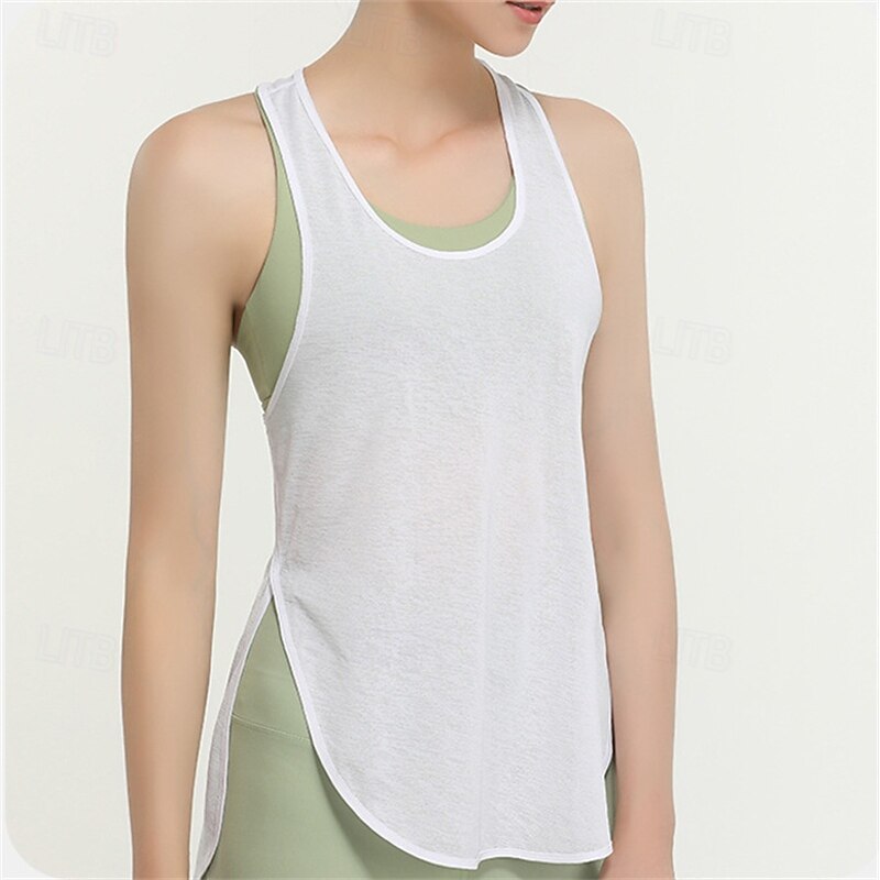 Women's Solid Colored Workout Tank Top Sport Shirt Sports Tank Top Side Split Quick Dry Breathable Tennis Golf Pickleball U Neck Black White Pink Tennis Clothing