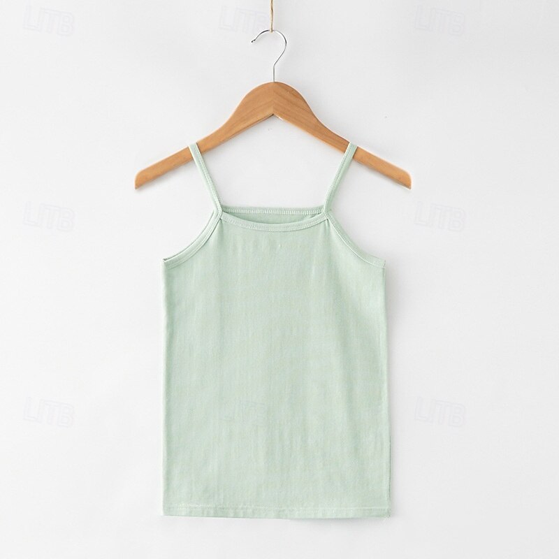 Kids Girls' Tank Solid Color Outdoor Sleeveless Streetwear 4 years+ Summer White Pink Green3