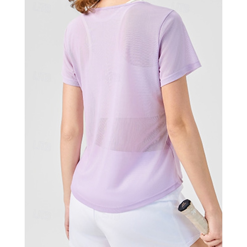 Women's Solid Colored Sport Shirt Tennis Shirt Tennis Top Short Sleeve Drawstring Breathable Tennis Golf Jogging Round Black White Blue Tennis Clothing3