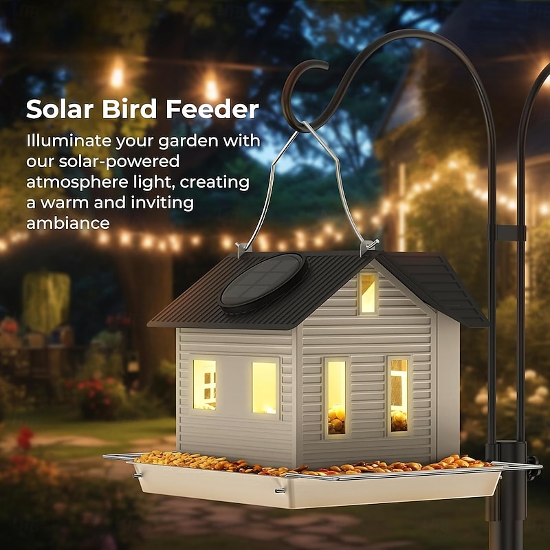 Solar Bird Feeder - Hanging Metal Bird House Feeder with Solar Lights, Outdoor Solar Lantern, Garden Decor for Outside, Unique Gifts for Mom, Grandma, Christmas4