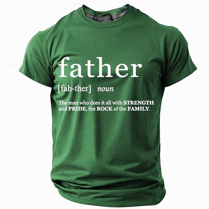 Men's Father Definition T-Shirt - The Rock of the Family Graphic Tee for Dads | Strength & Pride Black Short Sleeve Shirt