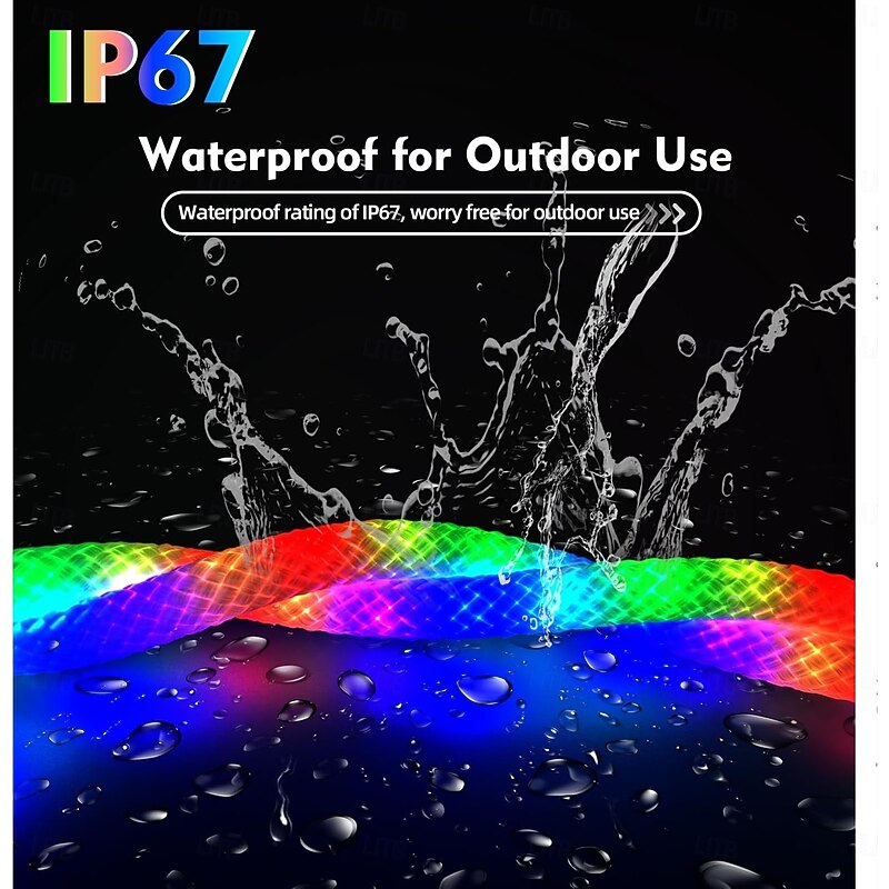 2M/3M/5M Neon LED Strip Lights 360 Luminous Waterproof Strip with Music Sync Remote & APP Control USB-Powered Flexible Lighting for Indoor/Outdoor Gaming Room Bedroom and Wall Decor2