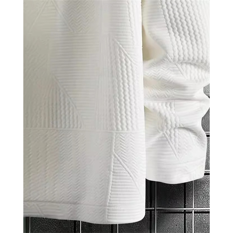 Men's Summer Jacket Shirt Jacket Transition Jacket Vacation Daily Pocket Jacquard Fall & Winter Plain Fashion Classic Lapel Regular Black White Jacket4