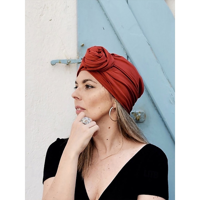 Women's fashion knotted bun hat headband, soft fabric, Suitable for casual and outdoor wear, bohemian style, Adjustable for all hair types, Perfect for summer and travel.3