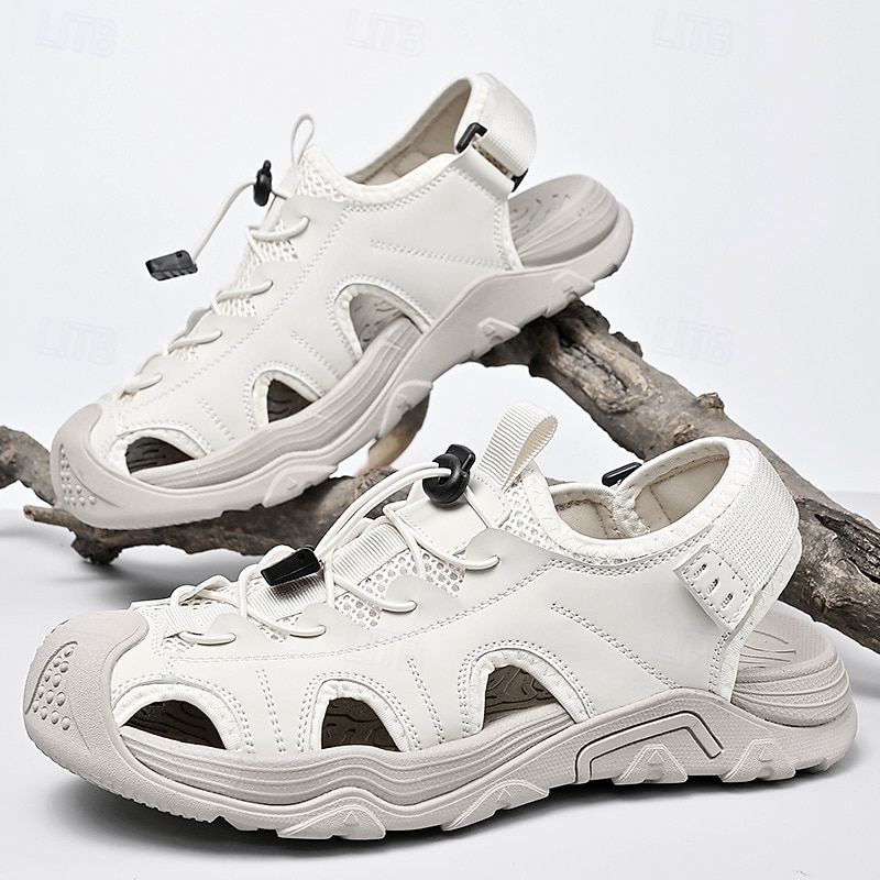 Men's Sandals - White Outdoor Water Sports Sandals with Adjustable Straps and Breathable Mesh for Hiking, Beach and Summer Adventures2