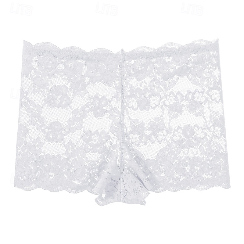 Women's Petite Shorts Comfort Short Medium Waist Plants Tropical Lace Knitted Breathable Breathability Comfortable Stretchy Daily Daily Wear milk whit
