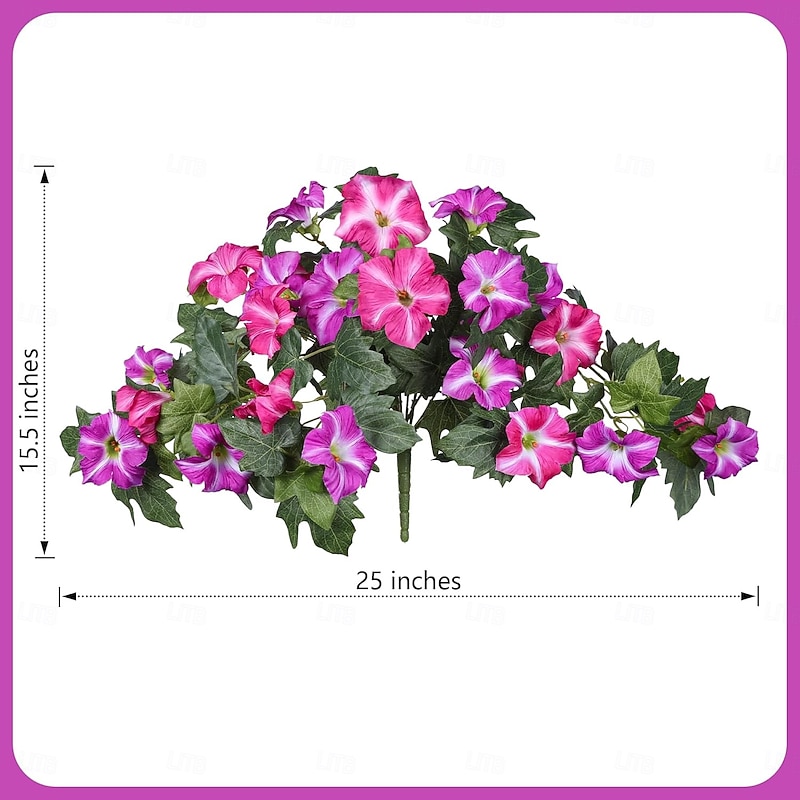 1 Bundle Artificial Flowers for Outdoors Spring Faux Morning Glory Look Real Silk Flowers for Outside Planter UV Resistant Fake Flowers for Home Garden Balcony Yard Porch Deco3