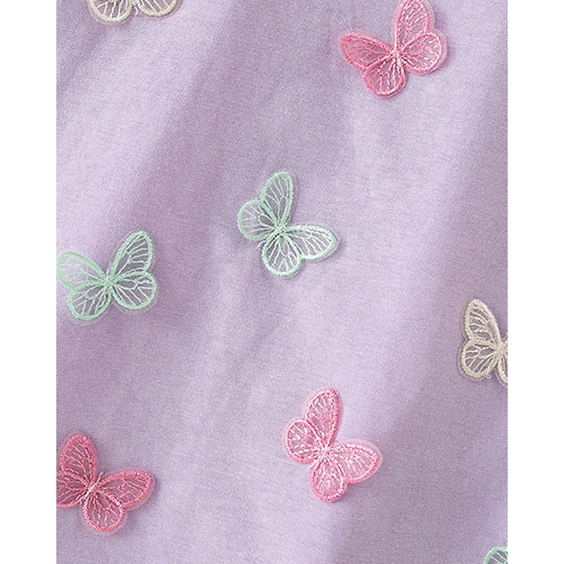 Kids Girls' T shirt Butterfly Outdoor Short Sleeve Crewneck Streetwear 4 years+ Summer Purple4