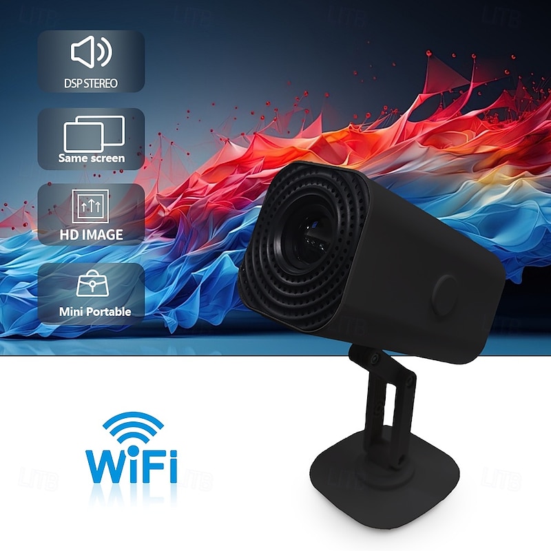 Mini Smart Projector 30000 Lumens, 1080P Support, 300" Display, 180° Rotation, Manual Focus, High Contrast, Intelligent Chip for Gaming2