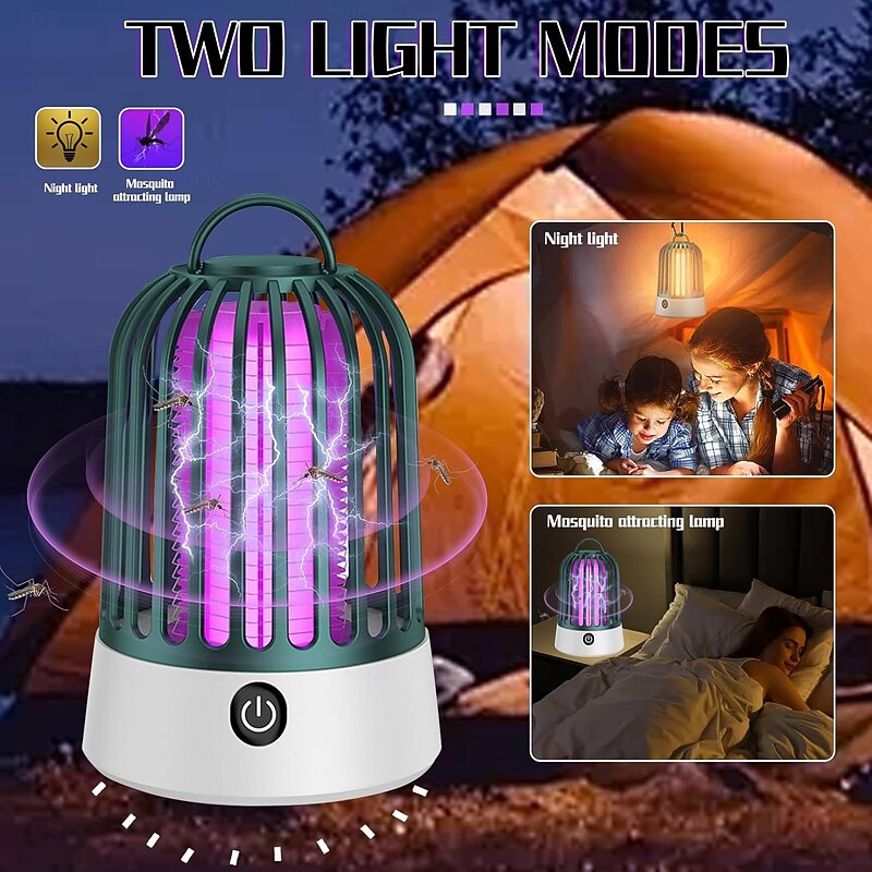 Mosquito Trap Insect Killer Electric, 2 in 1 Camping Mosquito Lamp with LED Light, Hangable Insect Lamp Insect Trap UV Lamp Mosquito Killer, USB Fly Trap Electric4