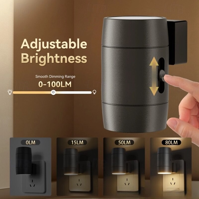 2 Plug-in Night Lights, Modern Plug-in Night Lights, Motion Sensor Night Light, Plug-in Night Light, LED Night Light for Hallway, Staircase, Living Room, Warm White