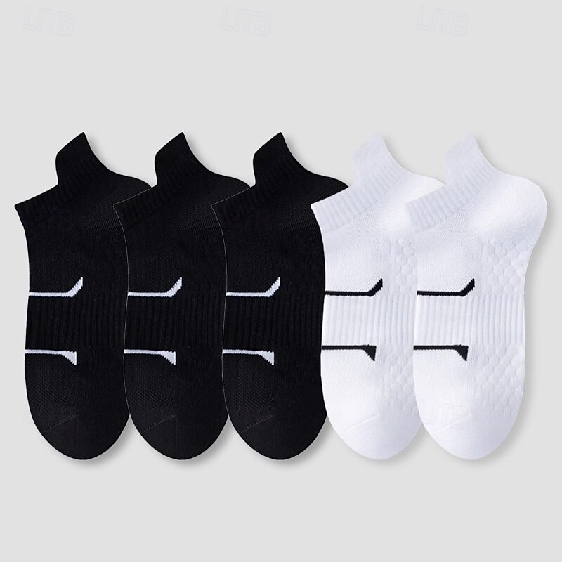 Men's 5 Pairs Multi Packs Socks Running Socks Casual Socks Black+White+Gray Black*2+Dark Gray*2+Dark Blue*1 Color Plain Vacation Sports & Outdoor Daily Basic Medium Spring Fall Fashion Casual2