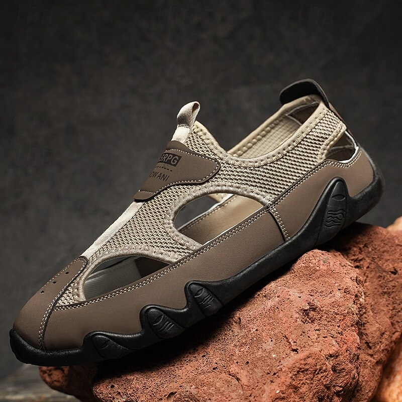 Men's Sandals Brown Mesh Outdoor Sandals with Adjustable Straps and Cushioned Sole for Hiking Beach and Summer Adventures2