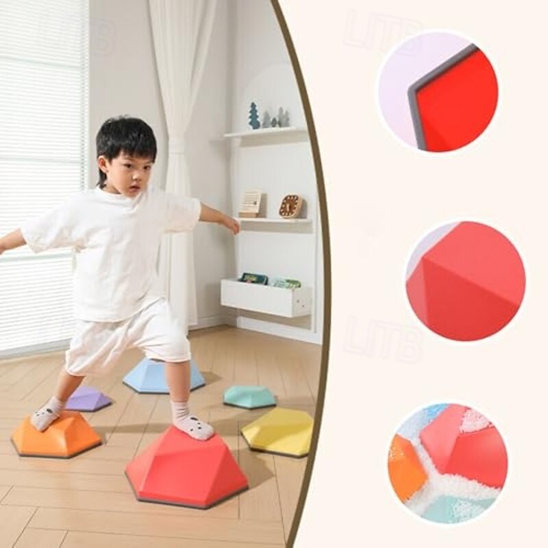 Geometric River Crossing Stones for Kids - Sensory Integration Training & Preschool Balance Toys4