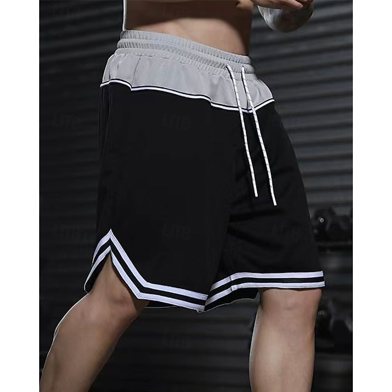 Men's Athletic Shorts Shorts Basketball Shorts Pocket Drawstring Elastic Waist Stripes Comfort Breathable Short Outdoor Sports Classic Casual Black Red