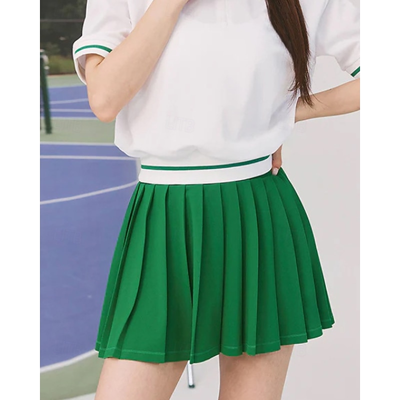 Women's Solid Colored Tennis Skirts Pleated Breathable Tennis Golf Pickleball Black White Yellow Tennis Clothing
