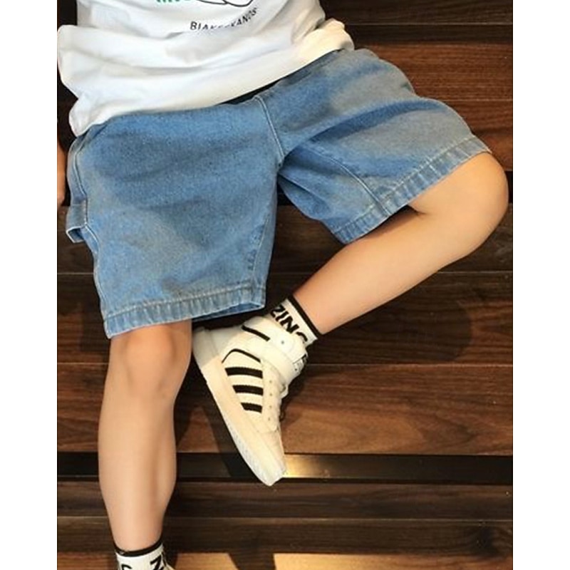 Kids Boys Shorts Solid Color Breathable Soft Comfort Shorts School Cool Basic Black Blue Mid Waist3