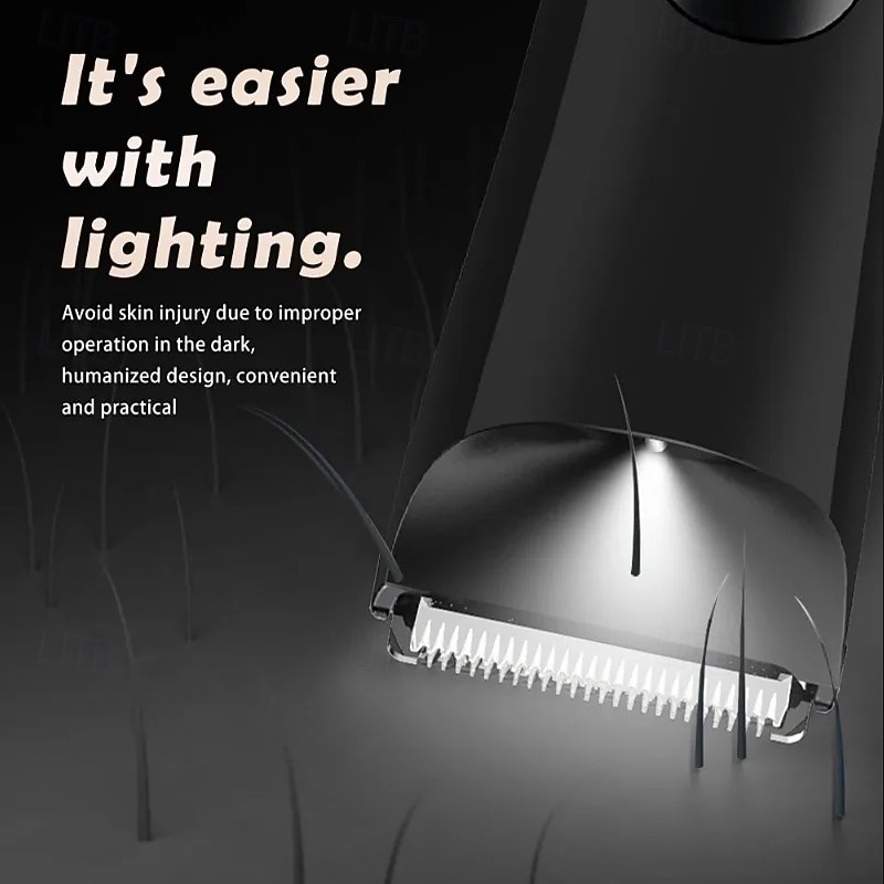 Men's Electric Body Hair Trimmer with Ceramic Blade – Wet & Dry Groin Shaver with 2 Guard Combs3