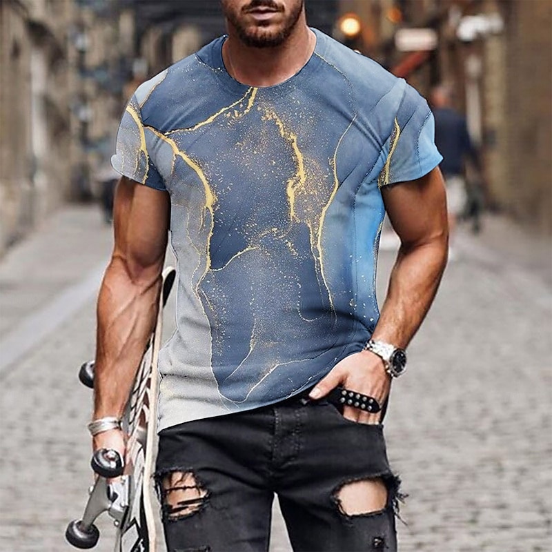 Men's Tee Short Sleeve Shirt Tee Top Short Sleeve Crewneck Spring &  Fall Pattern Fashion Designer Print Vacation Street Going out Wine Black Blue Top Tee for Men2