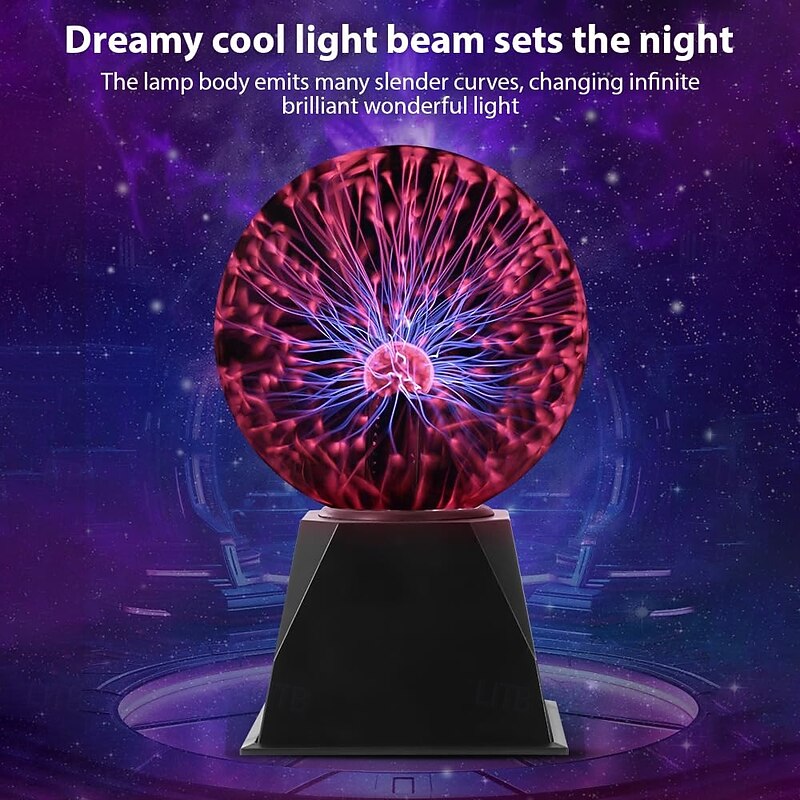 3.5/4/5/6/8 Inch Plasma Ball Static Electricity Ball Touch Sound Sensitive Plasma Globe USB Plug-in for Party Home Science Decoration Birthday Halloween Atmosphere Electric Ball Lighting4