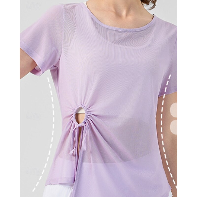 Women's Solid Colored Sport Shirt Tennis Shirt Tennis Top Short Sleeve Drawstring Breathable Tennis Golf Jogging Round Black White Blue Tennis Clothing2