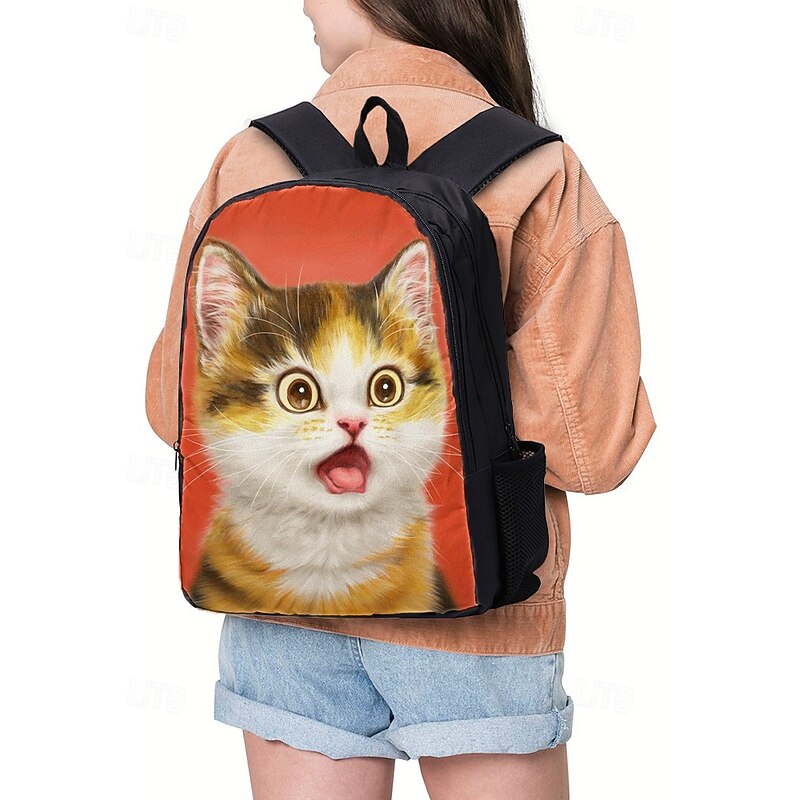 Kids cute cat theme three-piece backpack set, Including backpack, Cooler bag and pencil case, Perfect for school, Travel and daily use, Kayomi Harai2