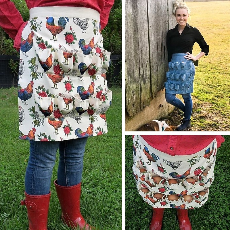 Egg Collection Cloth,Adult Reusable Multifunctional Chicken Egg Collection Apron 12 Pockets For The Walk4
