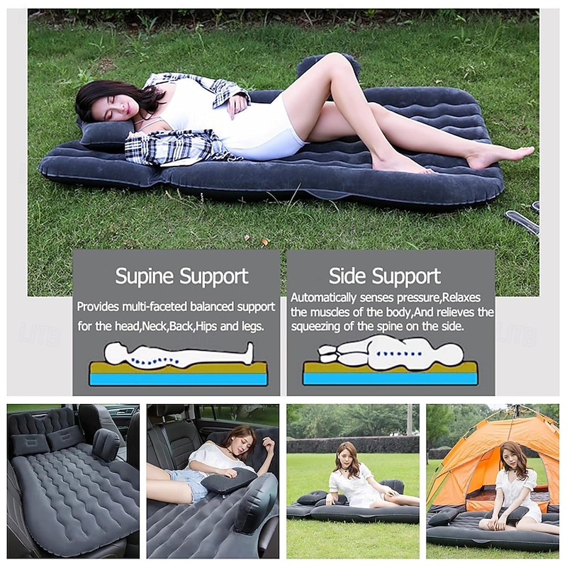 Inflatable Car Air Mattress Back Seat Bed Inflatable Car Air Mattress with Pump Thickened Backseat Travel Bed for Road Trip Camping4