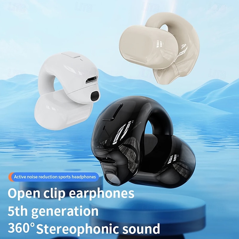 Open-Ear Clip Bluetooth Headphones Wireless Sport Earbuds with Active Noise Cancellation Stereo Sound Long Battery Life, Bluetooth 5.3 for Running & Workout