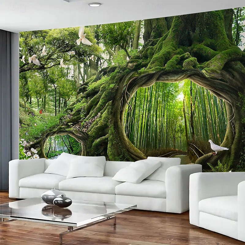 Lush Forest Hanging Tapestry Mural Art Large Tapestry Mural Decoration Photos Background Carpet Curtains Home Bedroom Living Room Decoration
