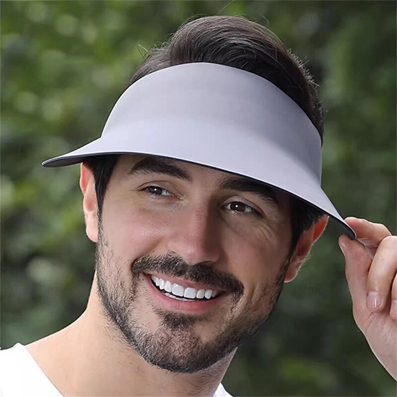 Tennis Sport Visor Sun Visor Men's Solid Colored Classic Fashion Adjustable UV Sun Protection Breathable for Tennis Baseball Running Summer Dark Grey Black Khaki