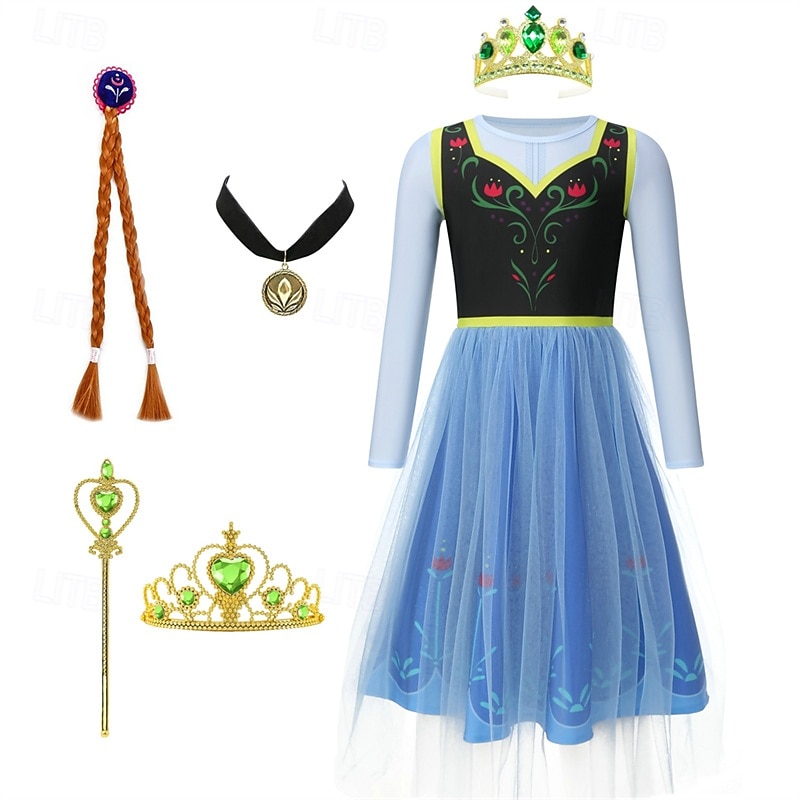Frozen Fairytale Princess Anna Flower Girl Dress Theme Party Costume Tulle Dresses Cosplay Movie Cosplay for Girls' Kid's Carnival Masquerade Party