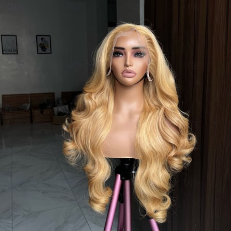Remy Human Hair 5x5 Closure 13x4 Lace Front Wig Free Part Brazilian Hair Wavy Blonde Wig 130% 150% Density with Baby Hair 100% Virgin Glueless Pre-Plucked For Women Long Human Hair Lace Wig2