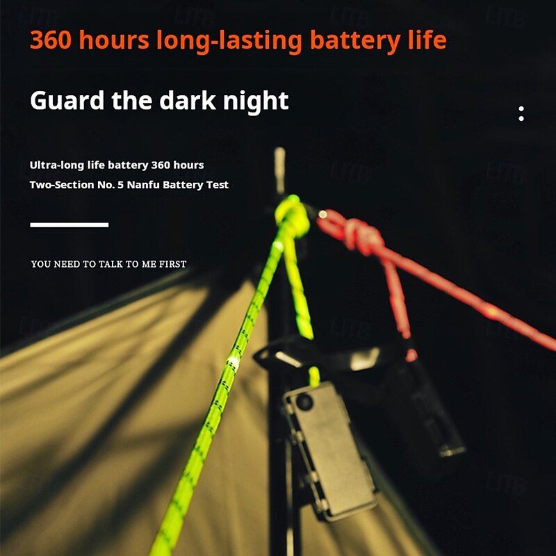 1 Pc Outdoor Camping Rope Light – Waterproof Camping Luminous Wind Rope, 5M/16.4FT, 3 Lighting Modes, Windproof Canopy Tent Rope with AA Battery Box, Perfect for Outdoor Atmosphere Lighting4