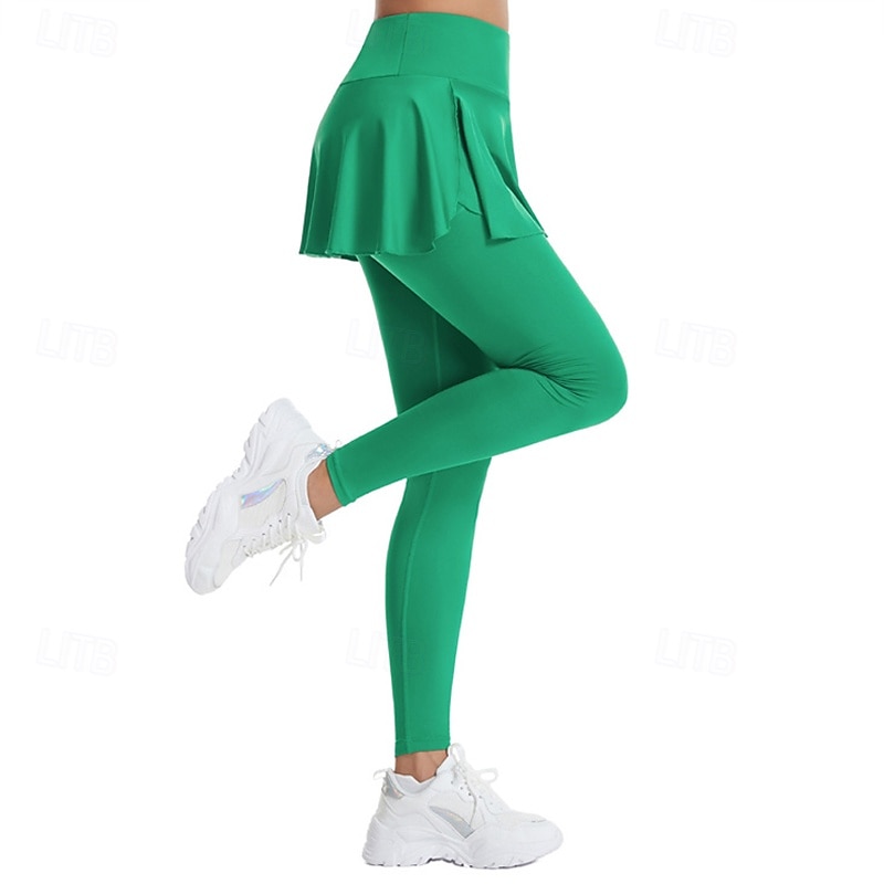 Women's Solid Colored Tennis Skirt with Leggings Pleated Side Pockets Quick Dry Tennis Golf Pickleball Bottoms Black White Purple Tennis Clothing
