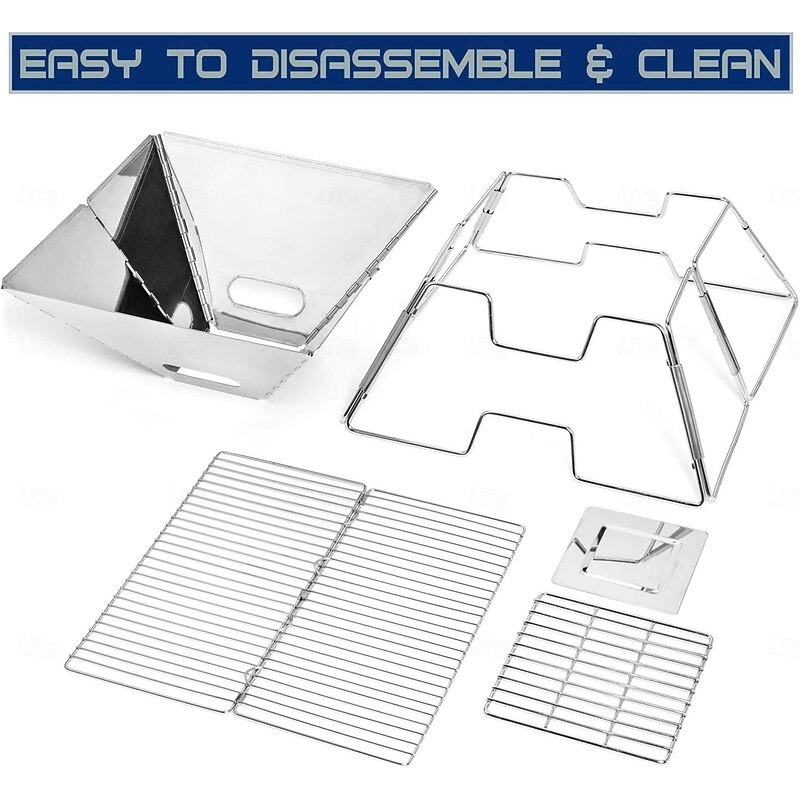 Stainless Steel Foldable Camping Grills Portable Wood Burning Charcoal Grill with Carrying Bag4