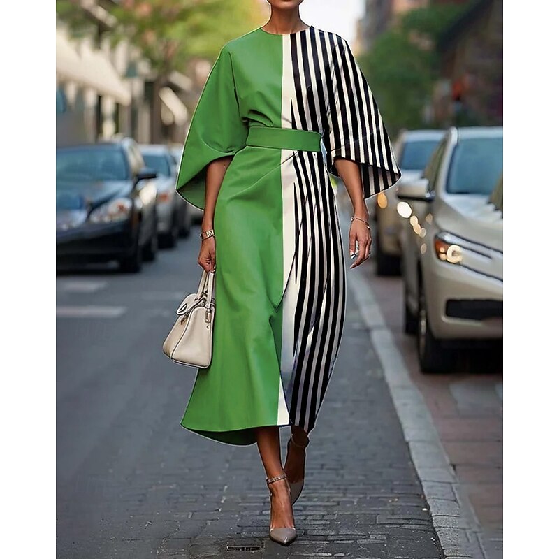 Women's Midi Dress Floral Dress Print Dress Fashion Classic Modern Vacation Daily Holiday Regular Fit Flower Half Sleeve Crew Neck Yellow Orange Green Summer2