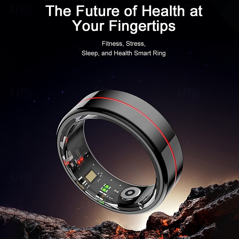 Smart Ring with Touch Control for iPhone Android – Fitness Tracker, Step Counter, Sport Mode, Waterproof, Magnetic Charging, App Sync Ring2