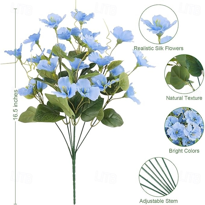 8 Bundles Artificial Hibiscus Flowers for Outdoors Decoration Faux Silk Flowers Bouquet UV Resistant Fake Plants for Garden Porch Patio Vase Box Planter Indoor Outdoor Home Decor Mixed2