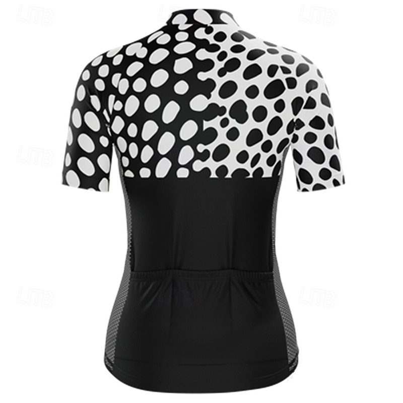 Women's Cycling Jersey Leopard Short Sleeve Bike Tee Tshirt Jersey Top with 3 Rear Pockets Mountain Bike MTB Road Bike Cycling Quick Dry Reflective Strips Moisture Wicking Breathable Sports Black2