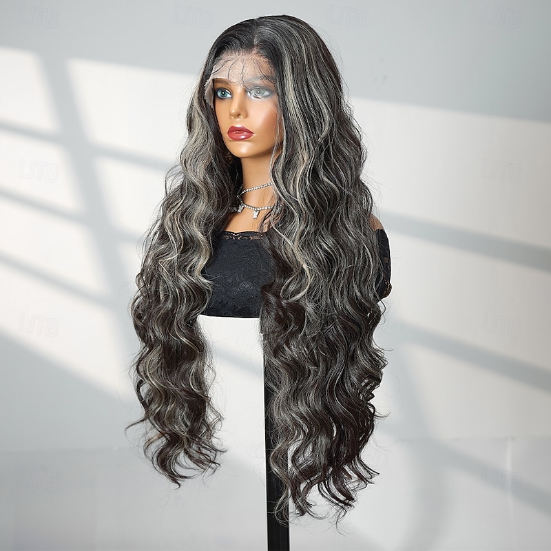 Synthetic Lace Wig Body Wave Style 30 inch Black / Blonde Middle Part 13x4 Lace Front Wig Women's Wig Brown / Dark Green3