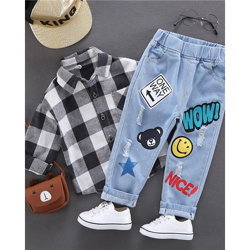 Kids Boys Pants Trousers Letter Breathable Soft Comfort Pants Outdoor Basic Navy Blue Royal Blue Blue Mid Waist3