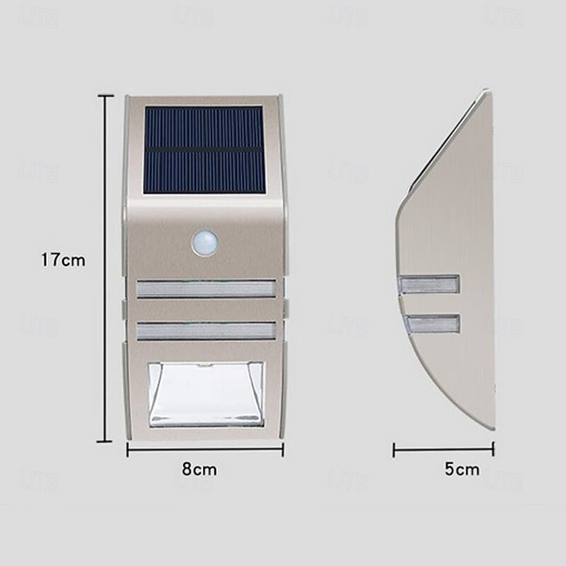 1 Pc Outdoor Wall Lights Waterproof Solar Stainless Steel Wall Light Intelligent Human Sensing Staircase Balcony Fence Lighting2