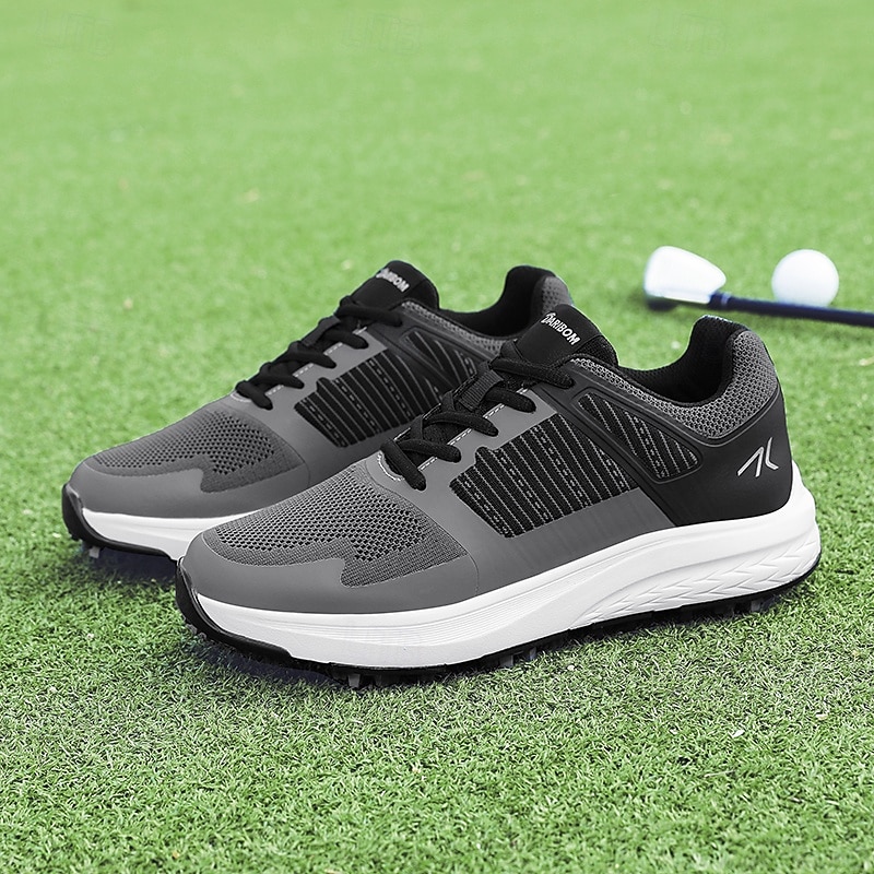 Men's Black and Gray Golf Shoes with Non-Slip Sole - Comfortable and Durable Footwear for Professional Golfers2