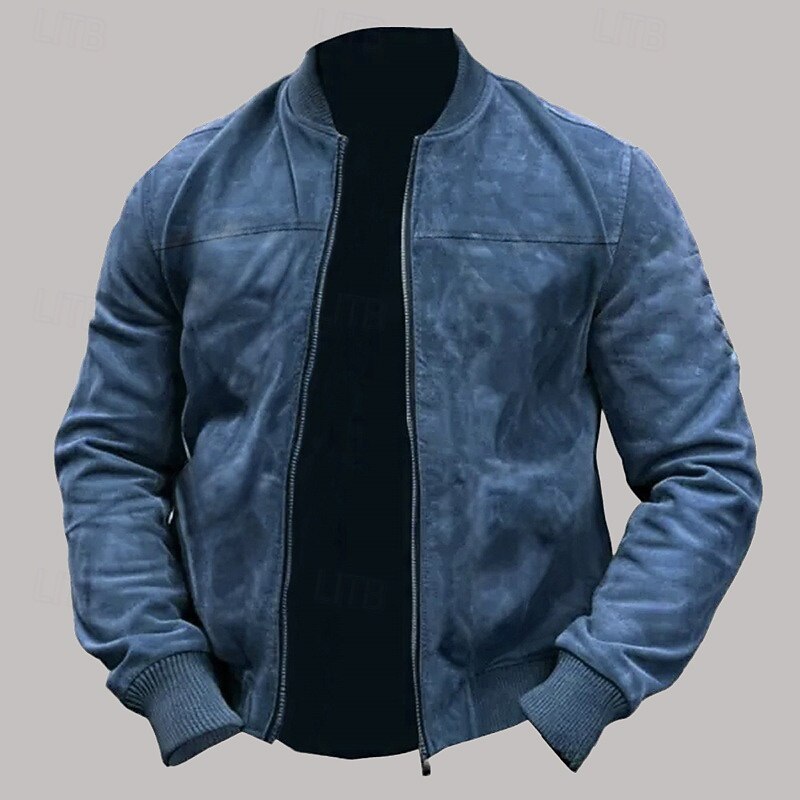 Men's Bomber Jacket Transition Jacket Daily Windbreaker Pocket All Seasons Plain Casual Stand Collar Regular Black Brown Army Green Dark Blue Light Blue Jacket
