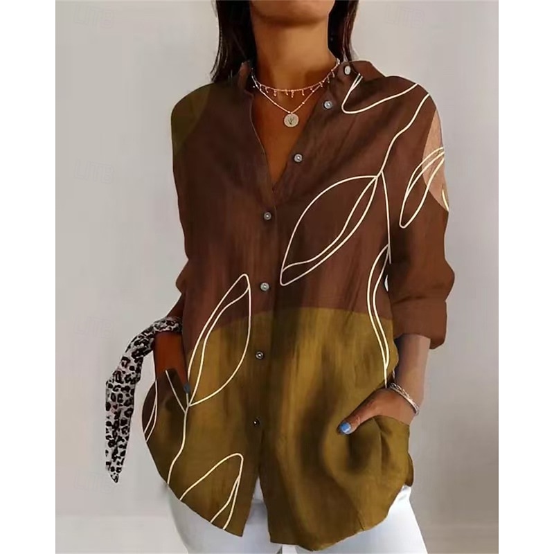 Women's Shirt Flower Daily Stylish Basic Half Sleeve V Neck Regular Tops Daily Holiday Print Pink Blue Brown Spring Fall