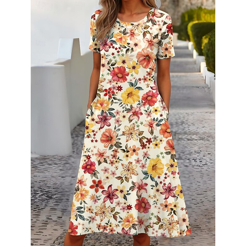 Women's Mini Dress T Shirt Dress Tee Dress Sundress Shift Dress A Line Dress Vacation Casual Beach Party Beach Regular Fit Floral Graphic Short Sleeve Crew Neck Light Green Pink Blue Sky Blue Summer3